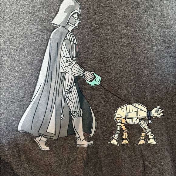 Xxl Star Wars Dark Gray T-Shirt Darth Vader walking a bot - Picture 2 of 4